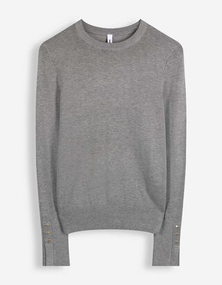 Strickpullover - Zierkn&ouml;pfe - Grau