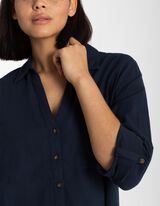Camicia blusata - Maniche con risvolti fissi - blu scuro