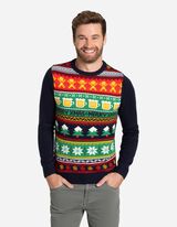 Pletený sveter - Vianoce - tmavomodra