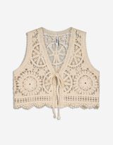 Gebreide top - Geperforeerd breisel - beige