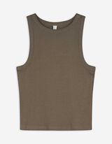 Crop modrček - Fina rebrasta tkanina - temno zelena