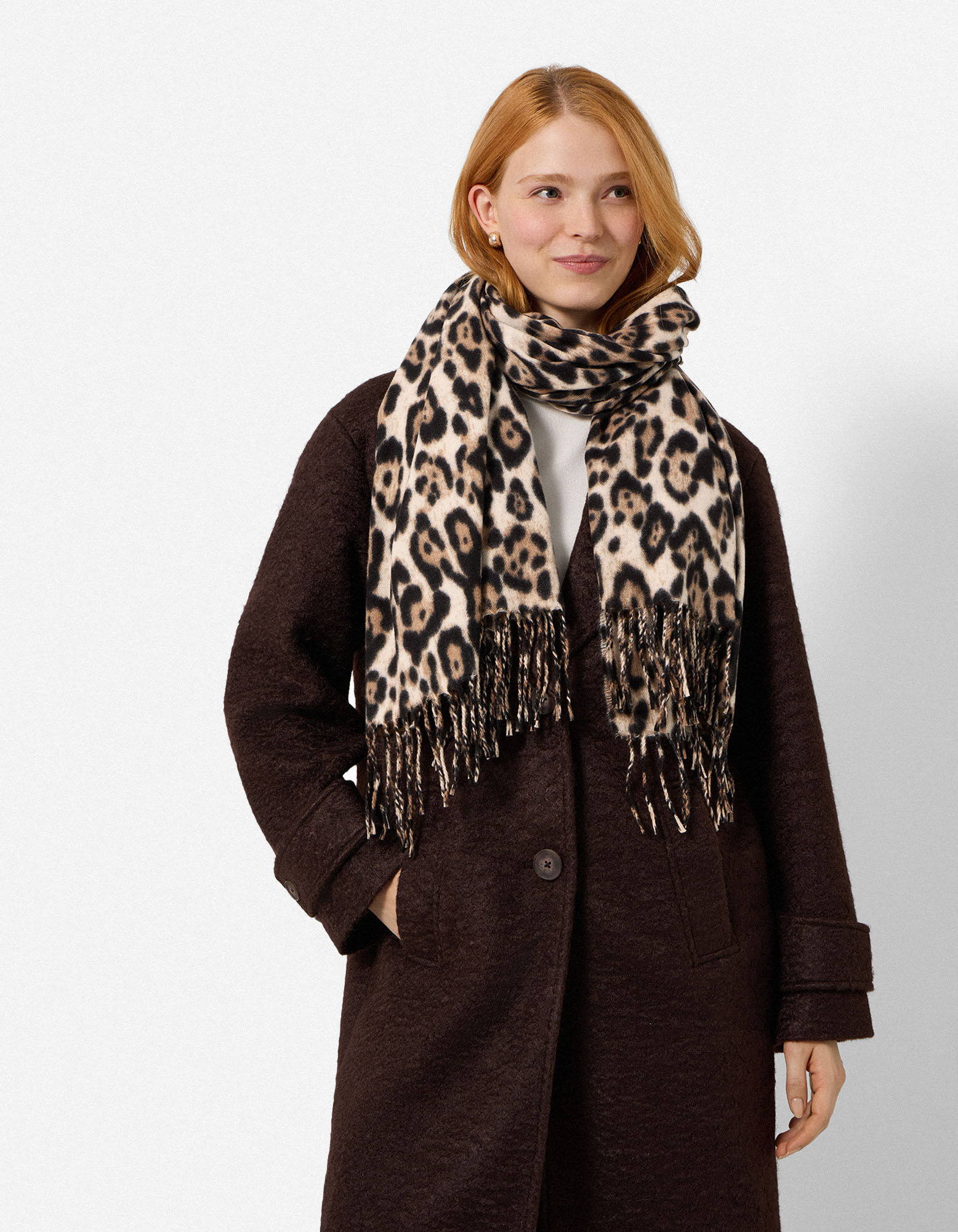 Schal - Leopardenmuster - Beige