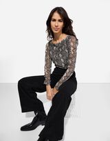 Tričko s dlouhým rukávem - Síťovina - svetle šedá