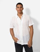 Košile - Perforovaný úplet - bílá