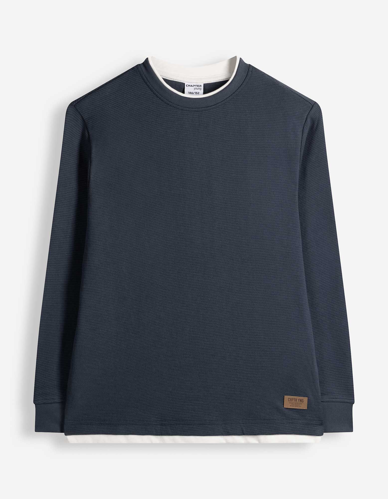 Longsleeve - met structuur - Donkerblauw