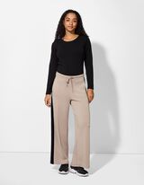 Broek - Contraststrepen - beige