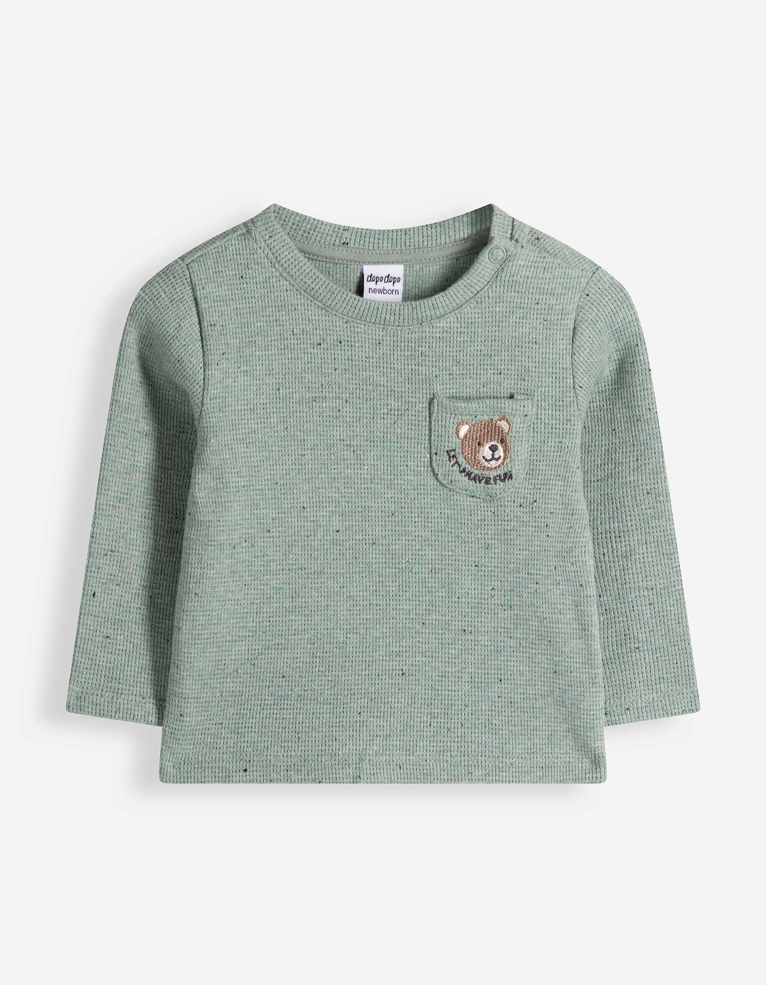 Longsleeve - Wafelstructuur - Petrolblauw