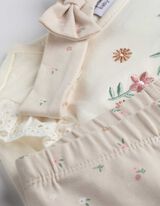 Set van longsleeve en legging - Borduursels - wit