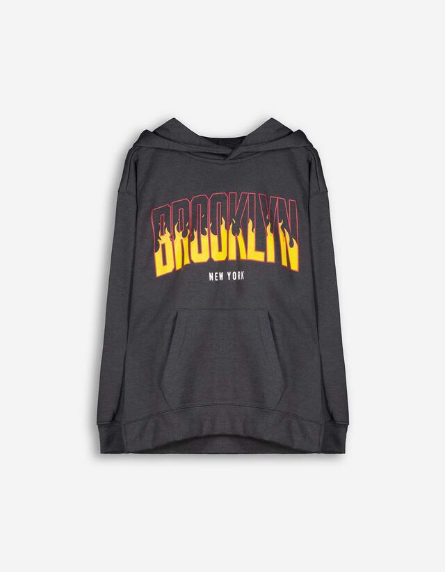Hoodie - Afdrukken achteraan - donkergrijs