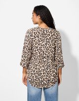 Bluse - Allover-Muster - hellbraun