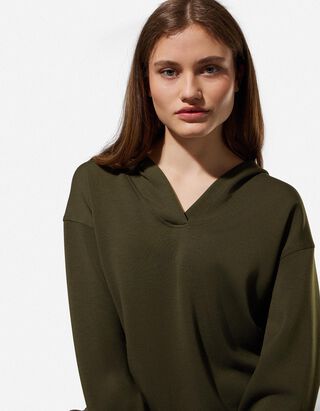 Hoodie - V-Ausschnitt - dunkelgr&uuml;n