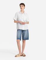 Bluză cu m&acirc;necă lungă - Muselină - Alb