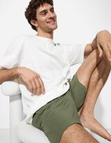 Pyjama Set aus Shirt und Hose - Gerippt - weiß