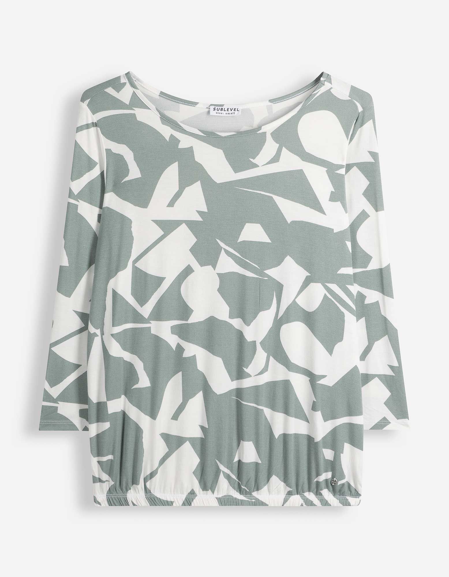 Langarmshirt - Allover-Print - Gr&uuml;n