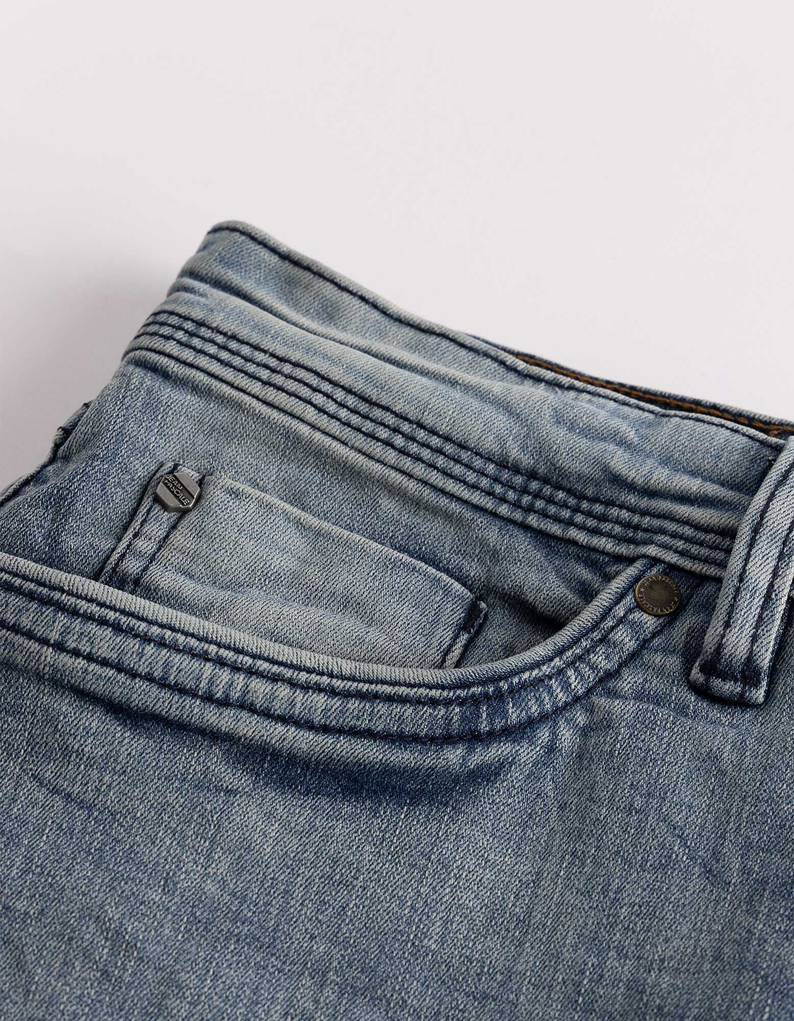 Short en jean - effet d&eacute;lav&eacute; - Bleu