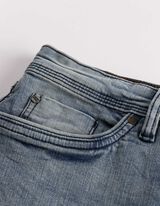 Short en jean - effet d&eacute;lav&eacute; - Bleu