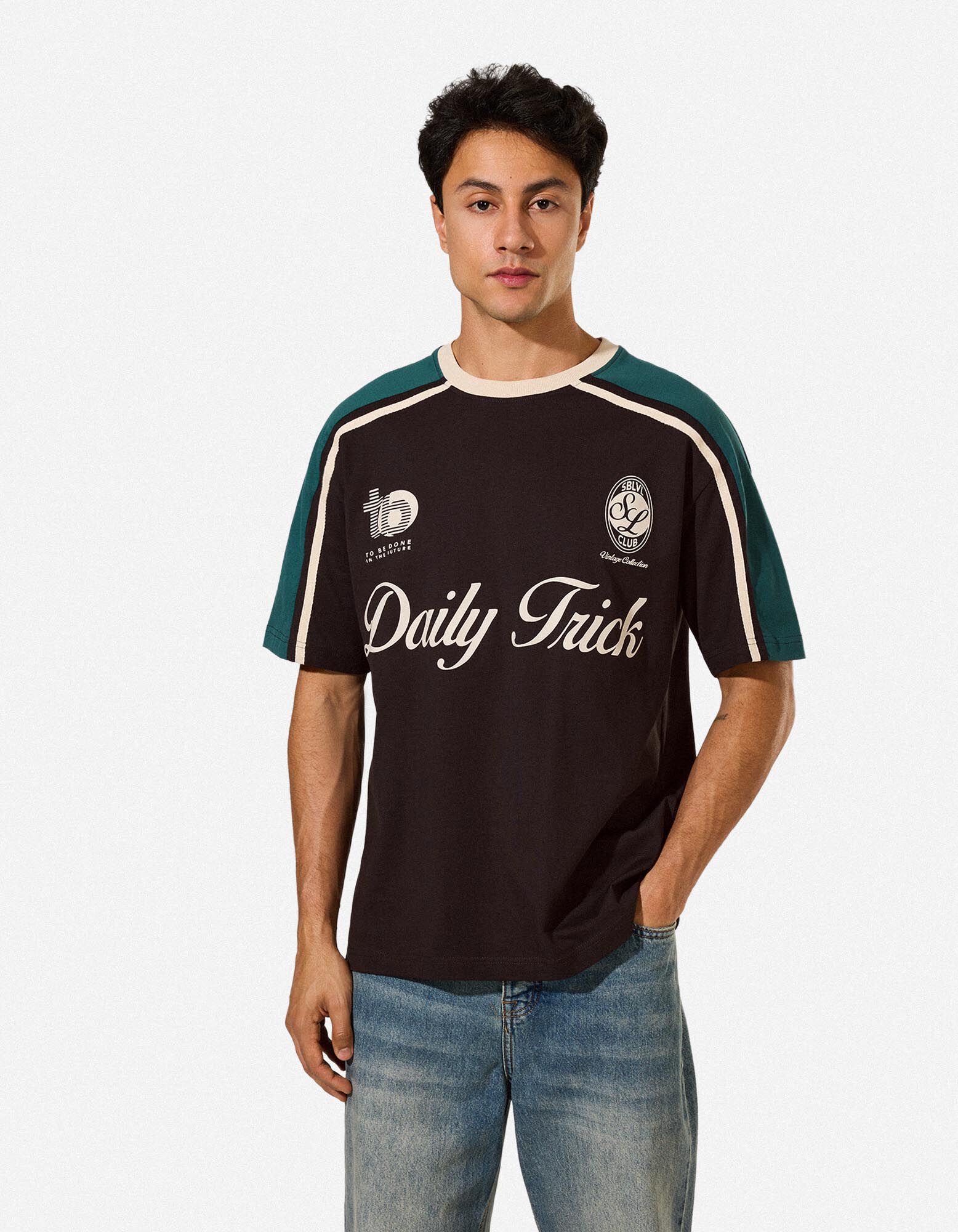 T-Shirt - Frontprint - Schwarz