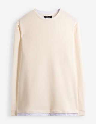 Langarmshirt - Double-Layer-Look - Off-White