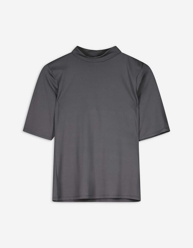 T-shirt - Collo alla coreana - grigio scuro