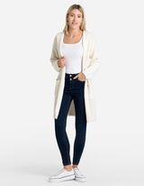 długi kardigan - Kaptur - bialy