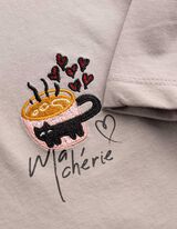 T-Shirt - Stickerei - Beige