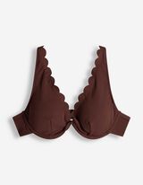 Bikinitop - Spitzenbesatz - braun