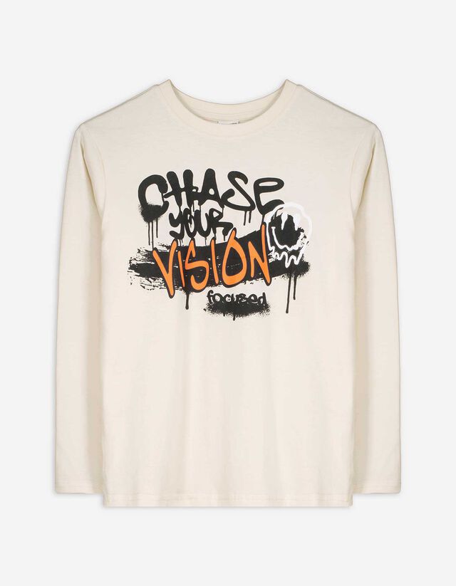 Longsleeve - Vooropdruk - wit