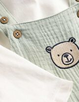 Set aus Body und Hose - Musselin - t&uuml;rkis