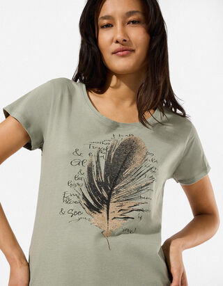 T-Shirt - Glitzerprint - Khaki