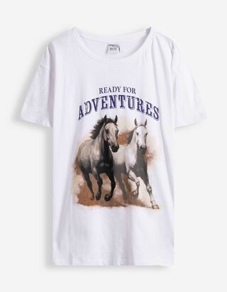 T-Shirt - Glitzerprint - wei&szlig;