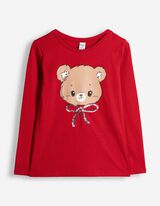 Langarmshirt - Paillettenbesatz - Rot