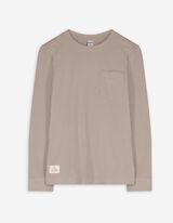 Langarmshirt - Brusttasche - hellbraun