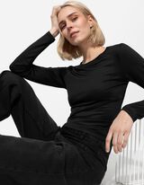 koszulka z długim rękawem - Slim Fit - czarny