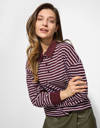 Poloshirt - Strepen - donkerrood