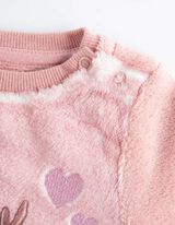 Súprava trička s dlhými rukávmi a nohavíc - Plyš - ruzova