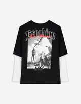 Langarmshirt - Double-Layer-Look - schwarz
