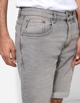Short en jean - Revers cousus au bas des jambes - Gris