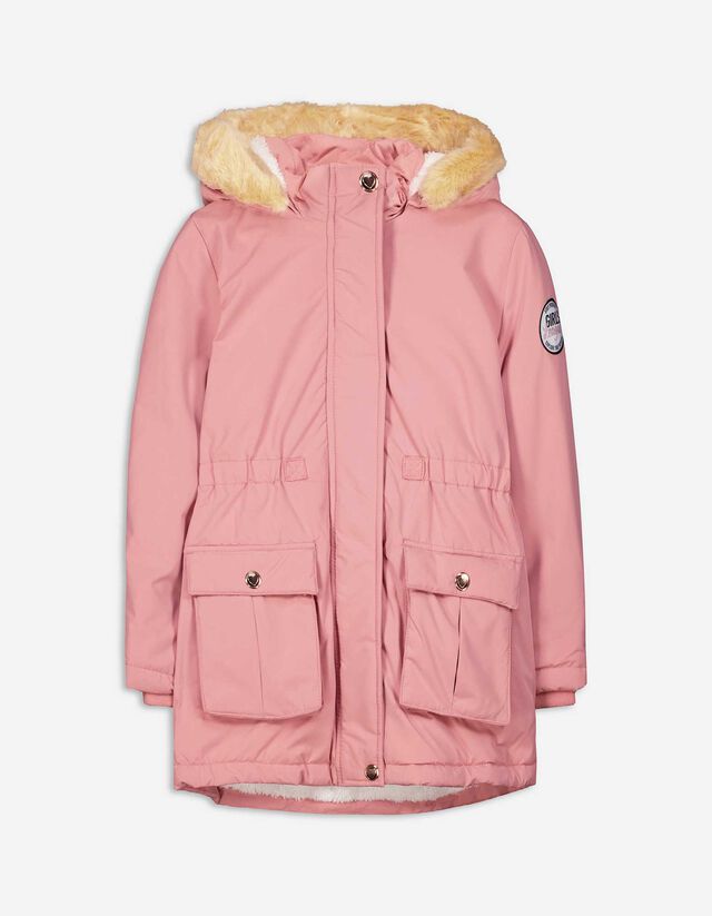 Parka - Levehető műszőrme - rozsaszin