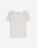 T-Shirt - Gerippt - weiß