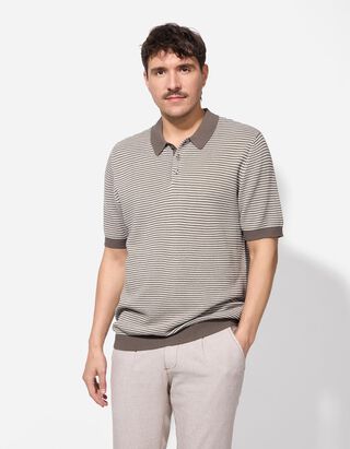Poloshirt - Allover-Muster - hellbraun