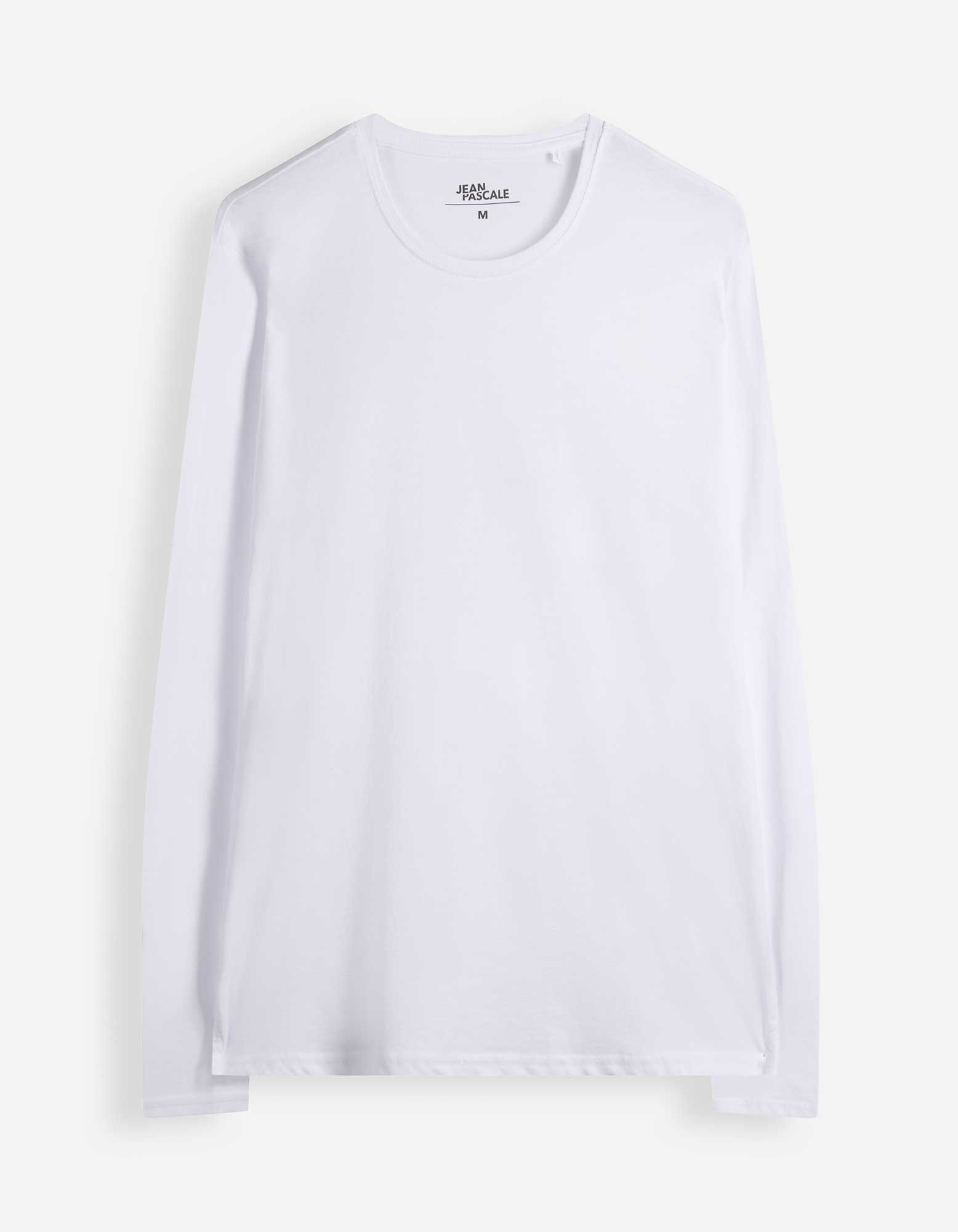 Langarmshirt - Rundhals-Ausschnitt - Wei&szlig;