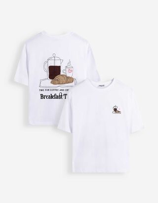 T-shirt - Afdrukken achteraan - wit