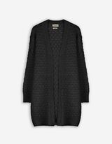 Lang vest - Wol look - zwart