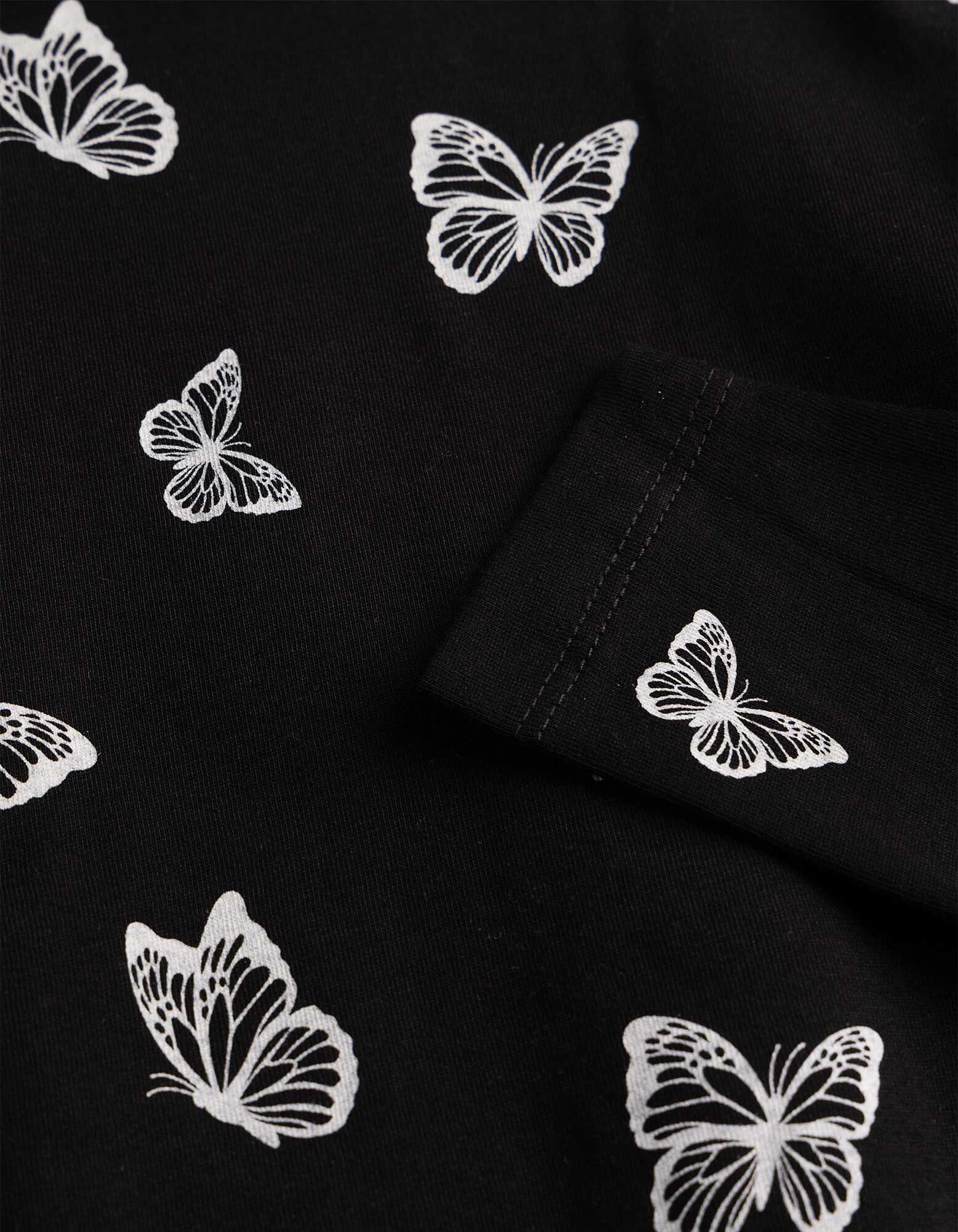 Lang shirt - Print all-over - Zwart