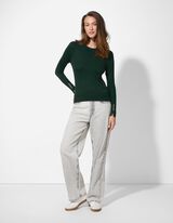 Pulóver - Díszgombokkal - zöld