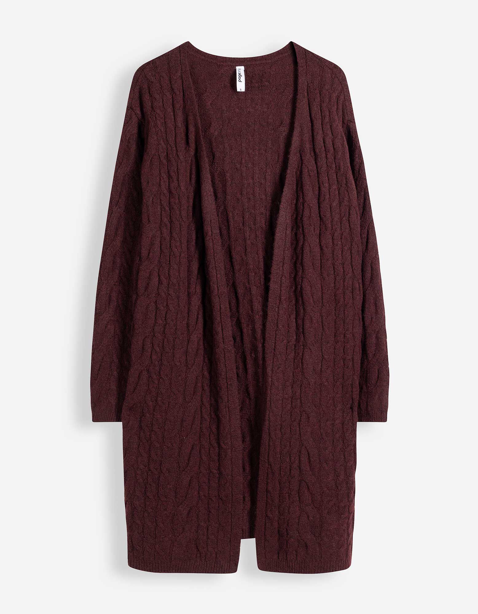 Cardigan long - Tricot torsad&eacute; - mauve