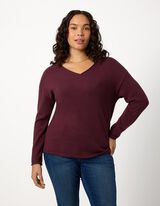 Pullover - V-Ausschnitt - Lila