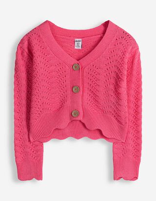 Cardigan - Lochstrick - Pink