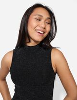 Top - Țesătură cu sclipici - Negru