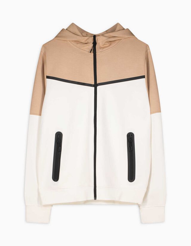 Felpa aperta - Cappuccio - beige